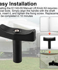 Manual Lift Knob Kit for roof vent lift arm with installation diagram against RV background