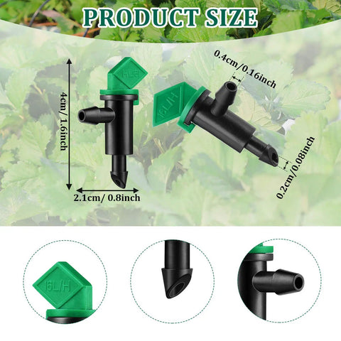 60 Piece Drip Emitter Flag Drippers For Trees And Shrubs 4 GPH Irrigation System Pack Green Durable Plastic Product Size