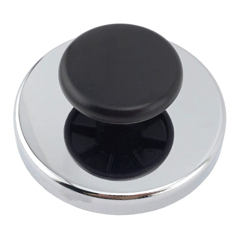 Heavy Duty Ceramic Round Base Magnets With Knobs 95 Lb Pull Each Nickel Plated 3.2 Inch Diameter 1.41 Inch High Chrome Knob 2 Pack