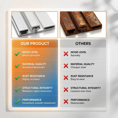 Comparison of aluminum Beefy Heavy Duty 83 Inch Continuous Geared Door Hinge with rusted steel alternatives.