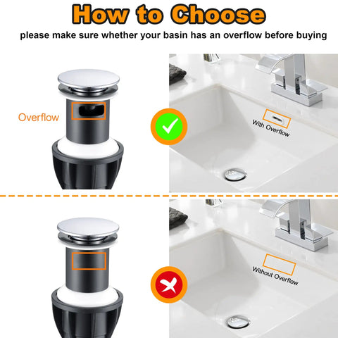 Heavy Duty Chrome Pop Up Bathroom Sink Drain With Overflow Stopper Boasts Smooth Push Glide Action No Fuss Vanity Upgrade Durable Strainer Traps Hair Defeats Daily Gunk Keeps Drains Flowing Smooth Now And Forever
