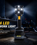 Badass 1/2 Inch Cordless Impact Wrench Brings 1400Nm Beefy Torque And 1033 Ft Lbs With Brushless Motor Two Battery Packs And Ten Sockets Built Tough For Pickup Trucks And Garage Grind No Sweat with 4 LED work light.