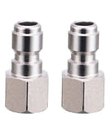 Two chrome 1/4 in quick-connect pressure washer couplers with female NPT threads, 5000 PSI, 2-pack