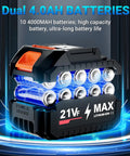 Dual 4.0Ah battery pack for Cordless Handheld Leaf Blower 500,000 RPM Turbo Jet With Dual 4.0Ah Batteries And Charger Included