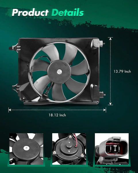 Factory Direct Drop In Ready Engine Radiator And AC Condenser Cooling Fan For Honda Civic 2006 To 2011 1.8L dimensions and details