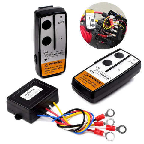 12 To 24V Wireless Winch Remote Control Kit For Cars Trucks Jeeps ATVs And SUVs With Twin Remotes 100 Foot Range Built To Handle Tough Jobs Simple Install On Off Switch, receiver and two remotes