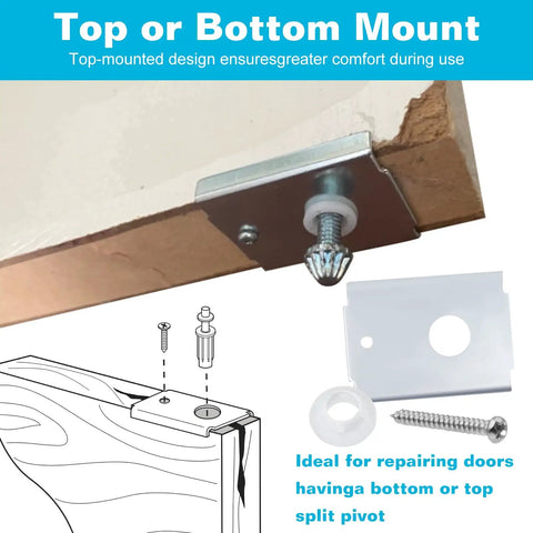 2-Pack Bi-Fold Door Repair Bracket Kit For Wood Doors Folding Closet Hardware Top Or Bottom Mount Steel Brackets Fits 7 Sixteenth Inch Pivot Pin Heavy Duty Stamped Steel For DIYers