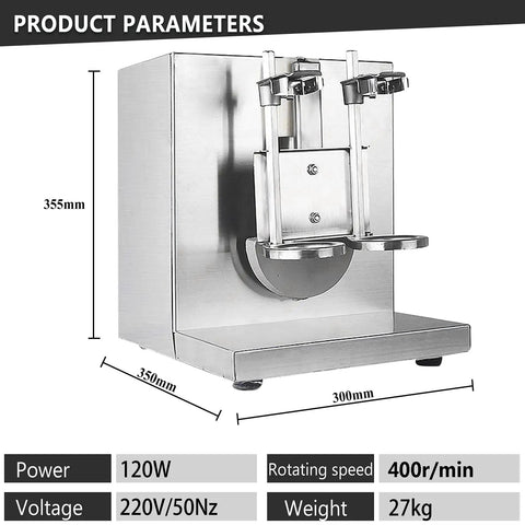 Pro Grade Stainless Steel Electric Milk Tea Shaker Machine With Dual Cup Auto Shake System And Hassle Free Rotation Timer side view