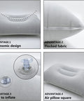 2Pack Ultralight A4 Travel Pillow With Flocked Fabric featuring ergonomic design and easy inflate valve in gray