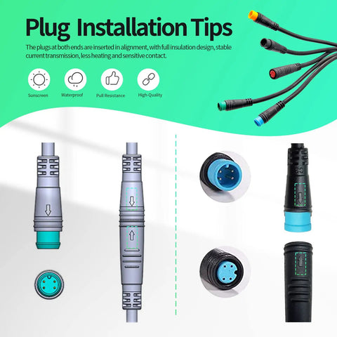 Waterproof Ebike Extension Cable 5 Pin Male To Female Signal Line For Electric Bicycle Hub Motor And Mid Drive Conversion Kits Includes Throttle PAS Display Light Shift Sensor IP66 80cm