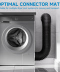 4 Inch Dryer Vent Hose 3 Ft Flexible Exhaust Duct With 2 Hose Clamps connected to washing machine in laundry room