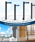 Heavy Duty 10 Ft Black Aluminum Handrails 4 Pack Slick Rectangular Flat Top Rails For Deck Stairs And Cable Railing Systems Weatherproof showcasing 36 and 42-inch posts