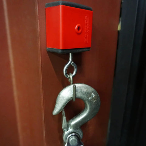 Ceramic Fishing Magnet With Eyebolt For Heavy Duty Retrieval And Magnetic Pickup Tool 100 Lb Pull Strength on metal door