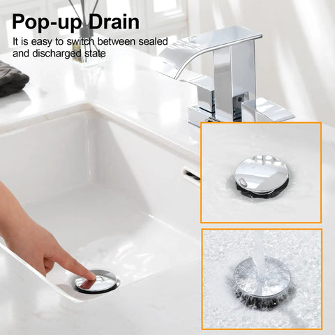 Heavy Duty Chrome Pop Up Bathroom Sink Drain With Overflow Stopper Boasts Smooth Push Glide Action No Fuss Vanity Upgrade Durable Strainer Traps Hair Defeats Daily Gunk Keeps Drains Flowing Smooth Now And Forever