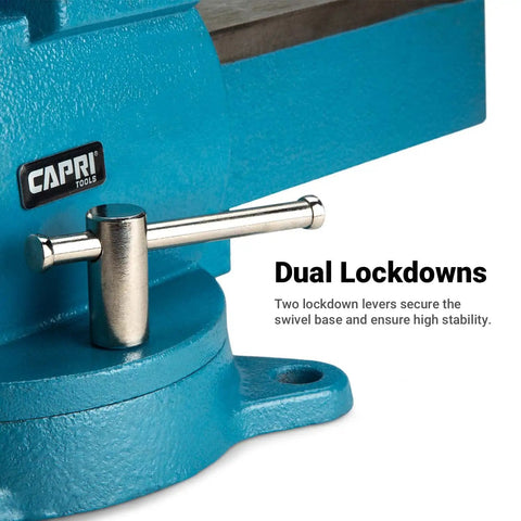 Heavy Duty Reversible Bench Vise With Dual Jaw Configurations 6.5 Inch Jaw Width And 6.7 To 10.8 Inch Jaw Opening, dual lock base