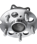 Rear Wheel Bearing Hubs Kit For 1996 Through 2005 Toyota RAV4 2WD ABS 5 Bolt 4 Bolt Square Flange Left And Right Replacement Hub Assembly 2 Piece Set Includes Easy Install No Fuss - side view of single hub showing bolt pattern and flange