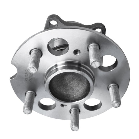 Rear Wheel Bearing Hubs Kit For 1996 Through 2005 Toyota RAV4 2WD ABS 5 Bolt 4 Bolt Square Flange Left And Right Replacement Hub Assembly 2 Piece Set Includes Easy Install No Fuss - side view of single hub showing bolt pattern and flange