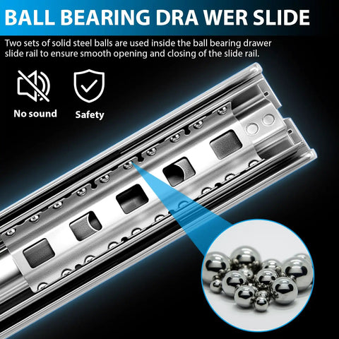 Beefy 22 Inch Locking Drawer Slides, Full Extension Side Mount With Ball Bearing, 145 Lb Load, industrial grade steel balls