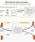 Diagram showing wiring of Wireless Remote Light Switch Kit With 100 Ft RF Range No Wiring No WiFi Needed Pre Programmed Expandable Wall Switch And Receiver For Lamps Ceiling Lights And Fans.