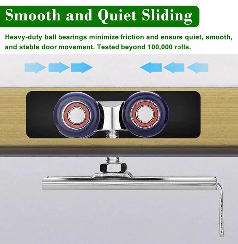 Double Sliding Door Track Hardware Kit For Bypass Doors For Three Quarter To One Inch Doors With Floor Guide And Rollers
