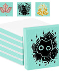 2x2 Inch Rubber Carving Blocks Stamp Making Kit For Beginners With Ink Pads Carving Knife And Wooden Roller DIY Linoleum Block Printmaking Set in White and Green showing designs.