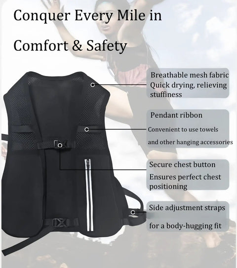 Back view of Hydration Chest Pack Dope For Trail Cycling And Racing Water Bladder Bag Daypack with mesh and zipper details