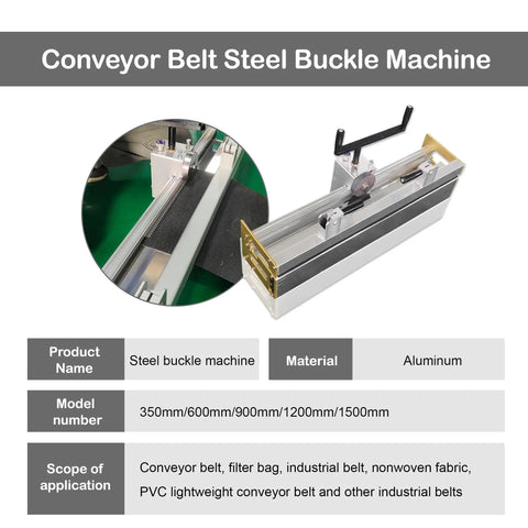 Conveyor Belt Steel Buckle Machine with Aluminum Material for Industrial Belts, Showing Details of Belt and Roller Lacer