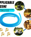 Heavy Duty Flexible Blue Motorcycle Fuel Line Hose 3.28 Feet With Kink Resistant Build And 4 Clamps For Smooth Fuel Flow Monitoring, blue PVC hose with clamps