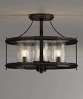 Palencia 4 Light Semi Flush Mount Ceiling Light in Artisan Pardo Wash Finish with Clear Seedy Glass Shade, steel build, chain, wire