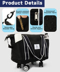 Front view of Arxus rolling duffle bag with wheels and detachable shoulder strap, black polyester carry-on luggage.