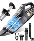 Cordless Handheld Vacuum With 15000Pa Suction And Cyclonic Technology, Portable Car And Home Cleaner with attachments visible