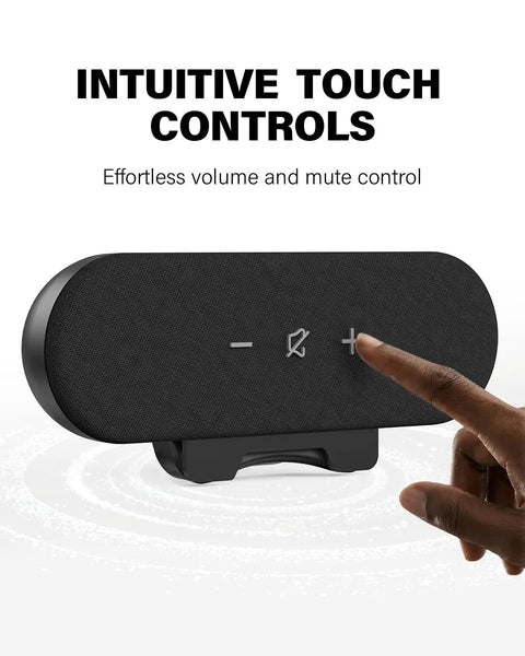 USB Powered Desktop Computer Speakers With 14W Total Output touch control demonstration with finger on volume icon