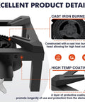 Image showing Beast High-Pressure Outdoor Propane Stove With 100,000 BTU Heat, featuring cast iron burner and high temp coating.