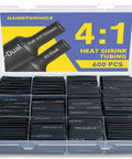 Heavy Duty Heat Shrink Tubing Kit With Seven Sizes From 3/32 To 3/4 Inch, 600 Pieces And 87.5 Feet Total, 4 To 1 Shrink Ratio, Adhesive Lined