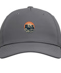 Cool Machinist CNC Vise Square Hat For Guys, Adjustable Slate Grey Baseball Cap with printed tool design front view.
