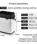Game Changer Electric Espresso Knock Box And Automatic Portafilter Cleaner, silver and black, 258mm height and 119mm width.