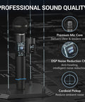 Rechargeable Wireless Microphone System With Dual Metal Handheld Mics And Box Receiver, 2x100 UHF Professional Dynamic Microphones