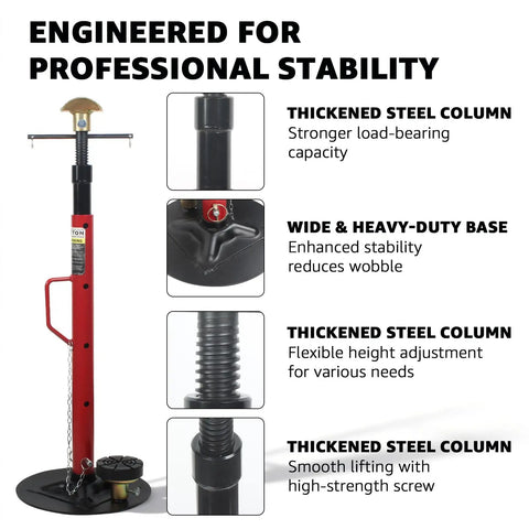 Heavy Duty 1.5 Ton Underhoist Support Stand With Patent Twist Lock Handle For Auto Repair showcasing thickened steel column and heavy-duty base.
