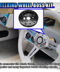 Half Inch Steering Wheel Hub Adapter Spacer Beefed Up Aluminum Conversion Kit Drop Right In Bolt On Fitment Upgrade For Custom Car And Truck Rigs Solid Black on steering column with gauges.