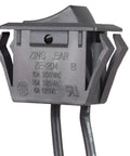 Back view of Mini Snap In Rocker Switch 15A 125V On Off Replacement For Cabinet Lighting And Household Fixtures, black with wiring