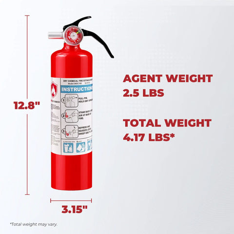 Grab And Go ABC Fire Extinguisher 2.5 Lb No Fuss Multipurpose Canister For Home Garage Kitchen And Vehicle Emergency Ready When Seconds Count Solid Pick For Household Safety