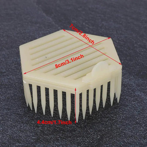 Plastic Queen Cage Needle Type Beekeeping Tool 10 Pack Reusable Bee Cage dimensions shown