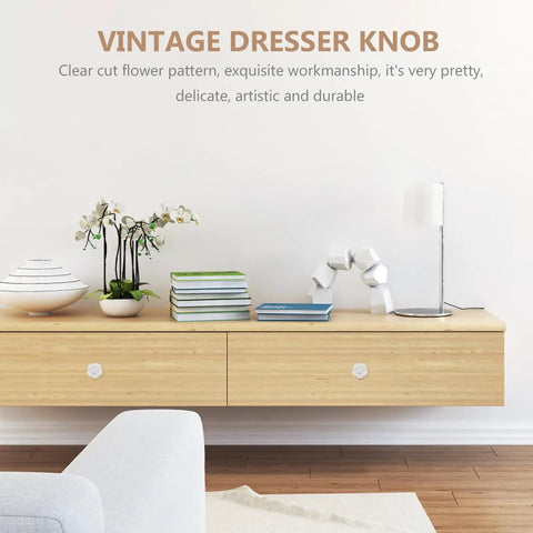 Eight Piece European Style Rose Flower Cabinet Knobs Vintage Single Hole Door Pulls for Dresser Cabinets and Drawer Handles