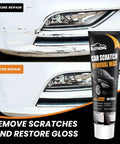 Car Paint Scratch Repair Kit With Deep Scratch Remover Paste Polishing Wax Wipe And Sponge showing before and after results