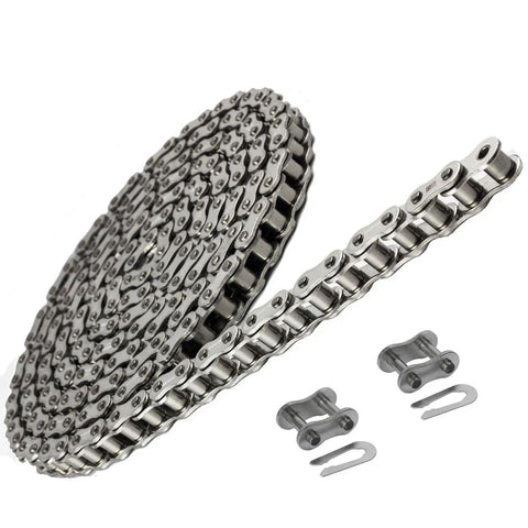 ANSI 35 Stainless Steel Roller Chain 10 Feet With 2 Master Links Three Eighths Inch Pitch Premium 304 Stainless Steel Corrosion Resistant
