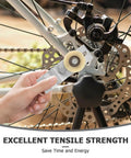 Heavy Duty Motorcycle Chain Tensioner Tool With Pulley Roller For Motorized Bike Engine Kits, Pocket Dirt Bikes, Minibikes And Atvs Ensure Smooth Ride With Bearings, silver metal close-up on bike wheel