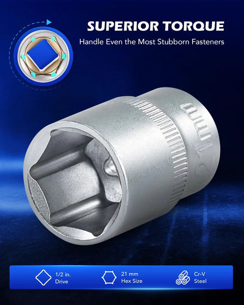 Universal Ball Joint Separator Tool half-inch socket, steel, superior torque for stubborn fasteners, close-up view