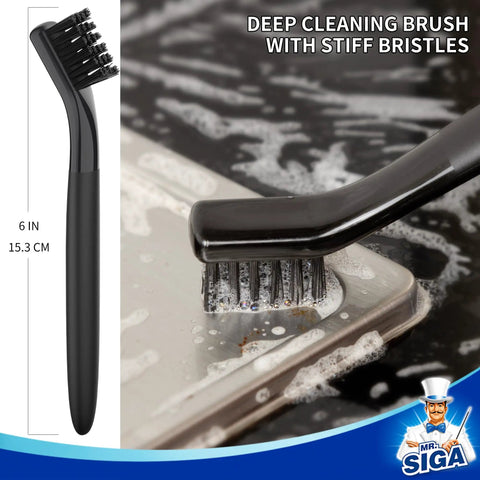 Grout Cleaning Brush Set For Tile And Sink Grout Edges And Crevices With V Shape Edge Brush Deep Cleaning Brush Detail Cleaning Brush Silicone Scraper Mini Dustpan And Scraper with stiff bristles, cleaning sink