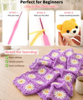 No-Brainer Crochet Starter Kit For Beginners With Ergonomic Hooks And 59-Piece Yarn Bundle showing crochet steps and project example