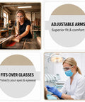 Heavy Duty Safety Goggles With No Sweat Anti Fog Lens And Wide Wraparound Vision Designed To Ride Along Comfortably Over Glasses in workshop setting.